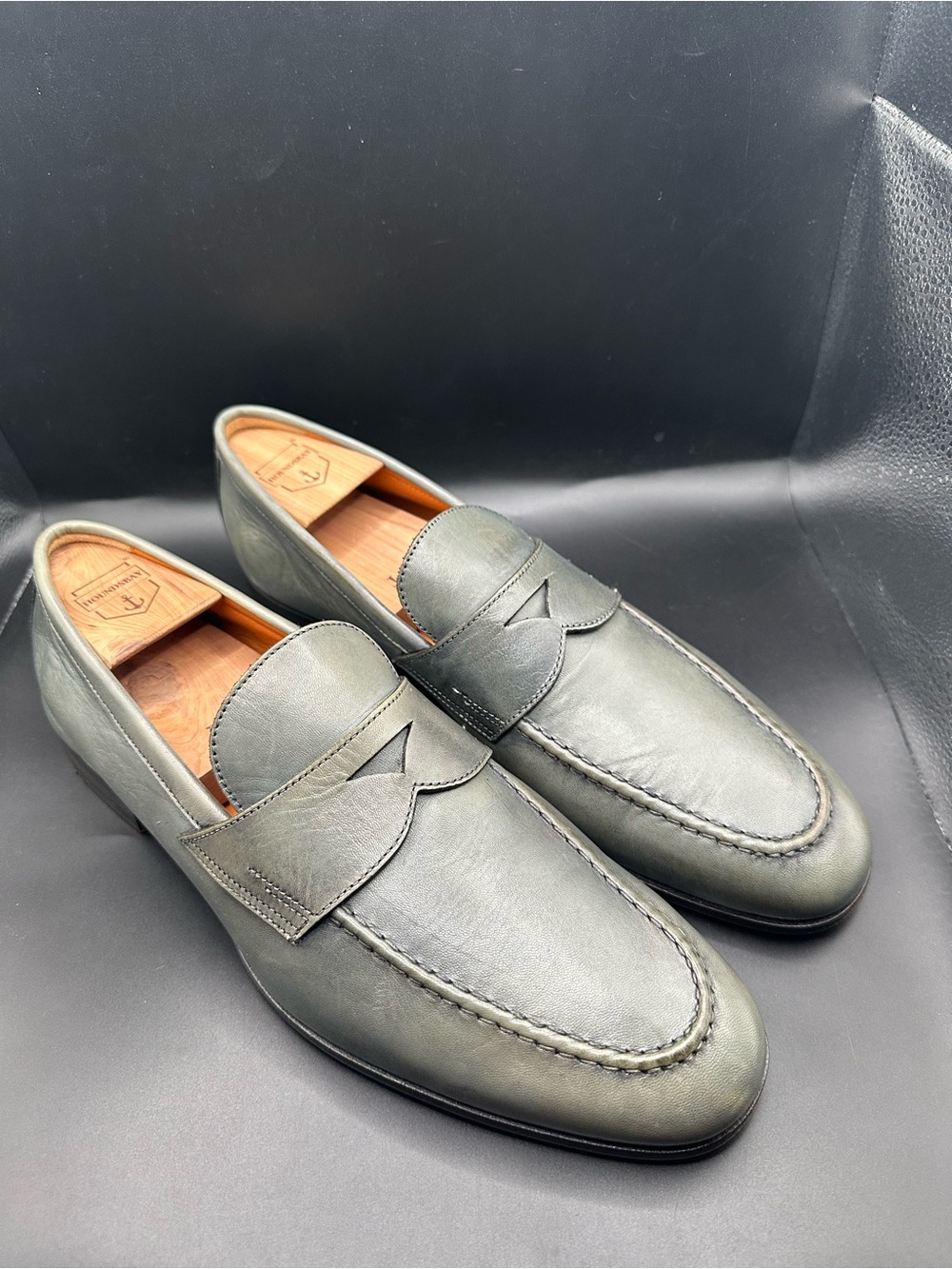Santoni Penny Loafers Green Grey US11 UK10
